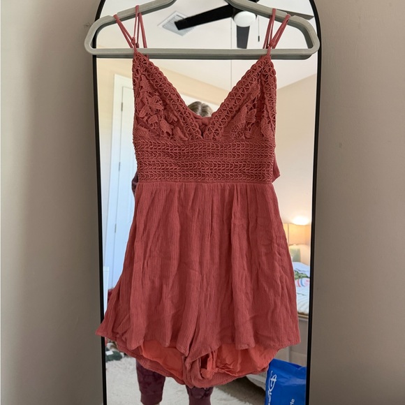 ILLA ILLA Pants - ILLA ILLA Coral Lace Trim Romper